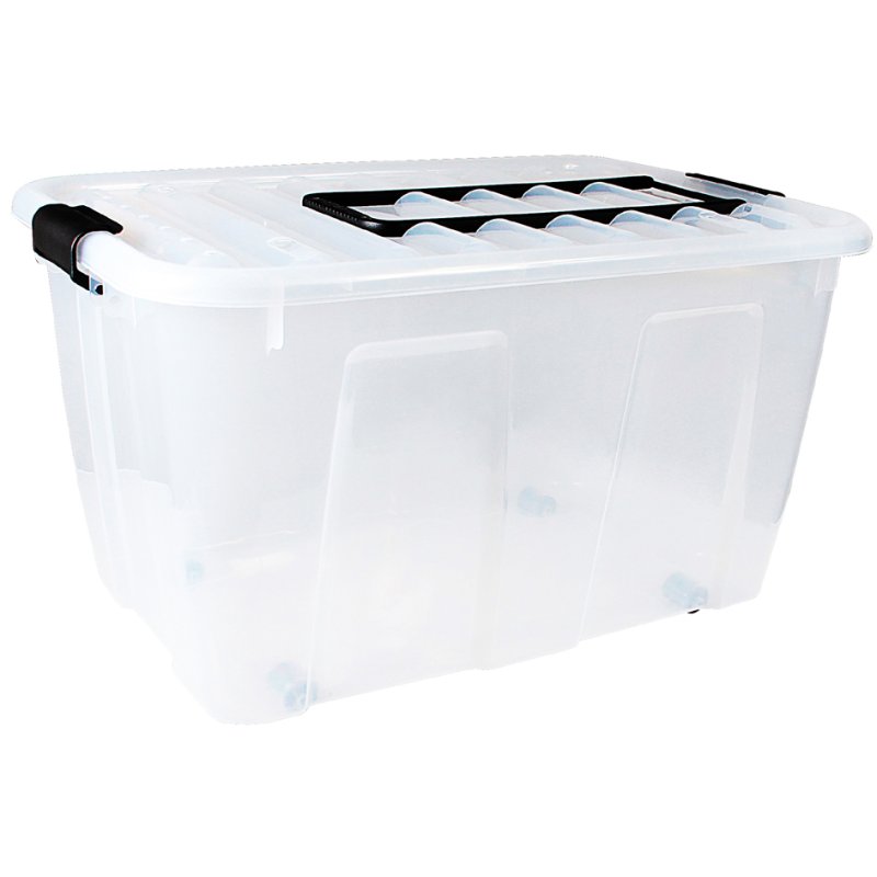 plast team opbergbox HOME BOX, met wielen en handvat, transparant, 86 liter